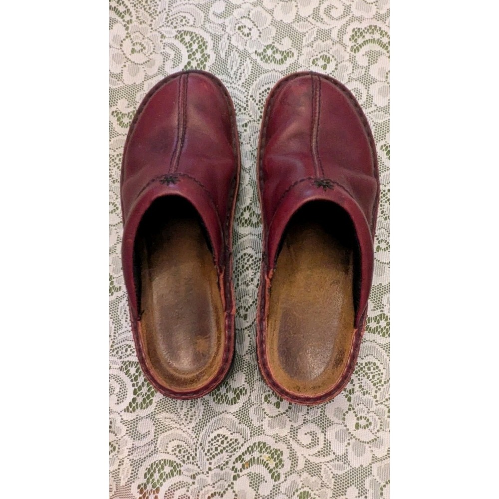 NAOT Burgundy  Leather SlipOn Mules Clogs Women's Size EU 38/7.5 US Hippie Artsy